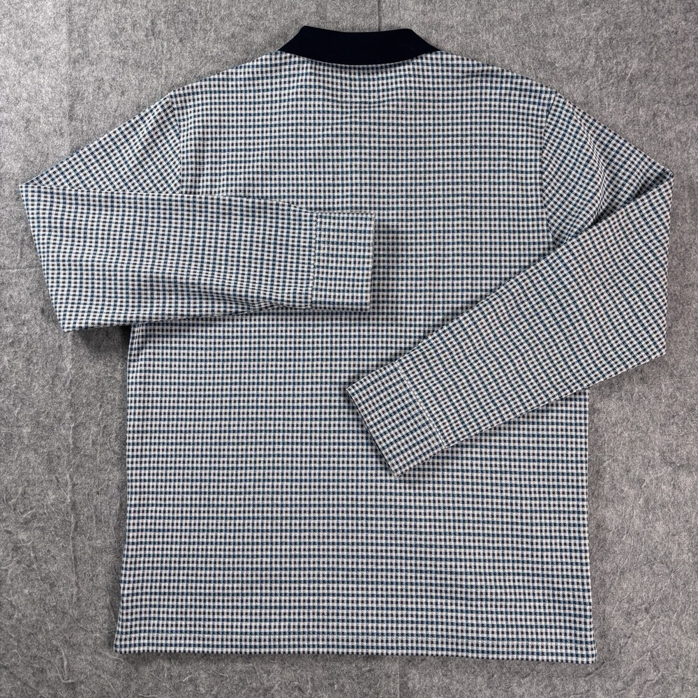 Todd Snyder Long Sleeve Sweater Polo Knit Shirt Men's Size L Micro Check Cotton - Picture 4 of 8